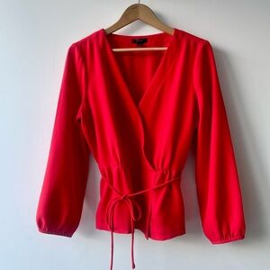 Chic Red Wrap-Style Blouse J crew